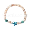 Sea Turtles and Starfish Natural Freshwater Shell Beads Bracelets BJEW-55.0-01-3