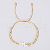 Brass Round Bead Braided Bead Bracelets VB3830-11-1