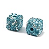 Cube Shape Polymer Clay Rhinestone Beads CLAY-NH0001-08C-2