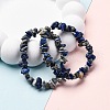 Unisex Chip Natural Lapis Lazuli Beaded Stretch Bracelets BJEW-S143-07-6