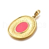 Oval 304 Stainless Steel Enamel Pendant Decorations STAS-R159-47G-01-2