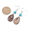 Teardrop Coconut & Synthetic Turquoise Dangle Earrings for Women EJEW-JE05892-3