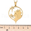 304 Stainless Steel Hollow Star with Prayer Pendant Necklaces for Ramadan & Eid Mubarak NJEW-D318-04G-5