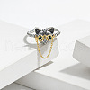 Glasses Dog 925 Sterling Silver Micro Pave Cubic Zirconia Adjustable Cuff Rings FS-WGF17D0-01-1