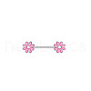 316L Surgical Stainless Steel Pink Enamel Nipple Rings WG189E0-01-1
