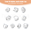 FIBLOOM 10Pcs 10 Style Alloy & Stainless Steel Open Cuff Ring RJEW-FI0001-13-2