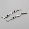 Alloy Fishbone Long Dangle Eararings with Glass Beaded for Women EJEW-WH0017-45B-P-2