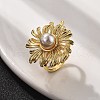 Sunflower Brass Finger Rings for Women RJEW-S622-02G-2
