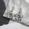 Flower Alloy with Imitation Leather Cord Pendant Necklace & Hoop Earring Sets FS-WGDD3CA-01-4