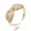 Brass Micro Pave Clear Cubic Zirconia Cuff Rings RJEW-S045-010G-NR-1