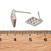 Rhombus Brass Micro Pave Clear Cubic Zirconia Stud Earrings for Women EJEW-G428-16P-5