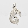 Filigree Heart Round Brass Cage Pendants KK-D389-07P-A-2