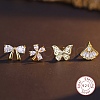 4Pcs 4 Style 925 Sterling Silver Stud Earrings Set PI9253-1-1