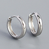 Rhodium Plated Plain 925 Sterling Hoop Earrings MU8410-04-1