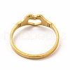 304 Stainless Steel Hollow Out Heart Hand Finger Ring for Women RJEW-K239-03G-2