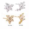 4 Pairs 2 Style Brass Micro Pave Clear Cubic Zirconia Stud Earring Findings KK-ZZ0001-06-2