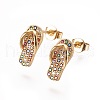 Brass Micro Pave Cubic Zirconia Stud Earrings EJEW-L229-02G-1