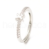 Clear Cubic Zirconia Initial Letter Adjustable Ring RJEW-C052-01P-X-1
