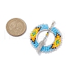 Seed Glass & Alloy Feather Pendant PALLOY-MZ00239-2