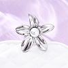 Flower 304 Stainless Steel Cuff Rings RJEW-D306-21P-1