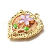 Flower Alloy Enamel Pendants ENAM-K076-07D-G-2