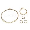 316L Surgical Stainless Steel Hexagon Link Chain Necklaces & Bracelets & Stud Earrings & Rings Sets FS-WGC2A1E-01-5