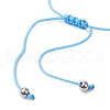 3Pcs 3 Styles Synthetic Turquoise & Natural Magnesite Braided Starfish & Tortoise & Shell Shape Beaded Bracelets BJEW-JB10200-5