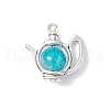 Teapot Baking Painted Crackle Glass Pendants PALLOY-JF03780-3