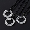 Natural Quartz Crystal Ring Pendant Necklace with Waxed Cords NJEW-R262-01B-05-2