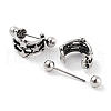 Star 316 Surgical Stainless Steel Shield Barbell Hoop Earrings EJEW-Z050-47AS-2