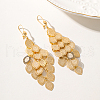 Elegant Rhombus Tassel Brass Hoop Earrings KA5049-4