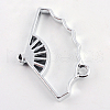 Rack Plating Alloy Fan Open Back Bezel Pendants PALLOY-S047-20D-FF-2