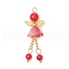 8Pcs 8 Colors Natural Dyed Malaysia Jade & Glass Beaded Angel Pendants PALLOY-JF03985-3