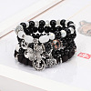 4Pcs Bohemian Style Alloy & Glass & Acrylic Charm Bracelets Set WG8E884-02-1