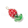 Glass Seed Beaded Flower Bud Pendants PALLOY-MZ00760-01-3