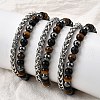 Natural Tiger Eye & Obsidian & Hematite Round Beads Multi-strand Bracelets BJEW-D330-02P-09-3