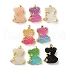 Rack Plating Brass Resin Cubic Zirconia Pendants KK-K274-04G-1