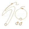 Ring 304 Stainless Steel Crystal Rhinestone Pendant Necklaces & Bracelets & Stud Earrings Sets for Women SJEW-C004-09G-01-1