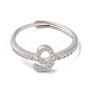 Rack Plating Brass Cubic Zirconia Arabic Letters Adjustable Rings for Women RJEW-S407-10P-05-2