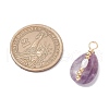 Copper Wire Wrapped Natural Amethyst & Natural Cultured Freshwater Pearl Beads Pendants PALLOY-JF03645-04-2