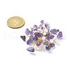 Natural Mixed Gemstone Chips & Pearl Beaded Flower Brooch Pin JEWB-BR00098-5