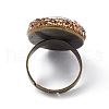 Natural Shell Oval Adjustable Ring with Rhinestone RJEW-F134-07AB-3
