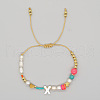 Bohemian Style Shell Letter Bead Braided Bead Bracelets for Women WG07C1E-24-1