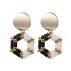 Glass Hexagon Stud Earrings EJEW-MZ00306-2