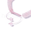 Adjustable Natural Rose Quartz Braided Bead Bracelets BJEW-F369-A13-3