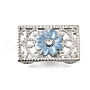 Brass Crystal Rhinestone Rectangle with Flower Multi-Strands Links KK-P306-21P-2