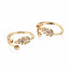 Brass Micro Pave Clear Cubic Zirconia Peg Bails Cuff Finger Ring Settings KK-T056-118G-NF-1