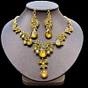Teardrop Alloy Rhinestone Pendant Necklaces & Stud Earrings Sets FS-WG537BF-05-1