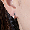 Rhodium Plated 925 Sterling Silver Heart Hoop Earrings EX5321-1-2