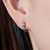 Anti-Tarnish Rhodium Plated 925 Sterling Silver Heart Hoop Earrings EX5321-1-2